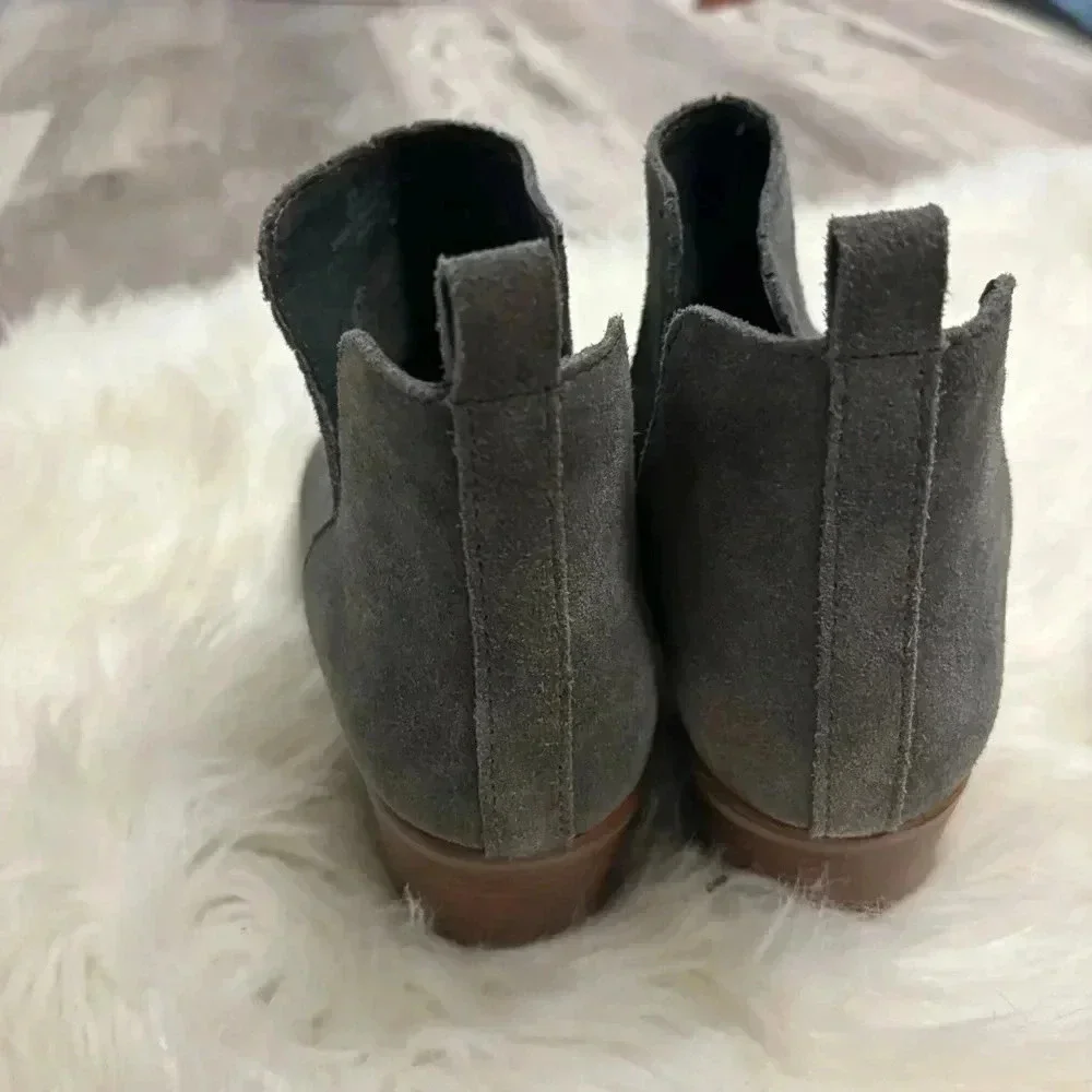 Dolce Vita Kadie gray leather ankle bootie block wood heel sz 9